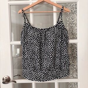 KONA SOL Animal Print Blouson Tankini Top Sz L
